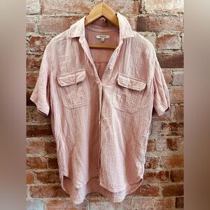 Madewell Lightspun Short-Sleeve Flap-Pocket Shirt size Xs